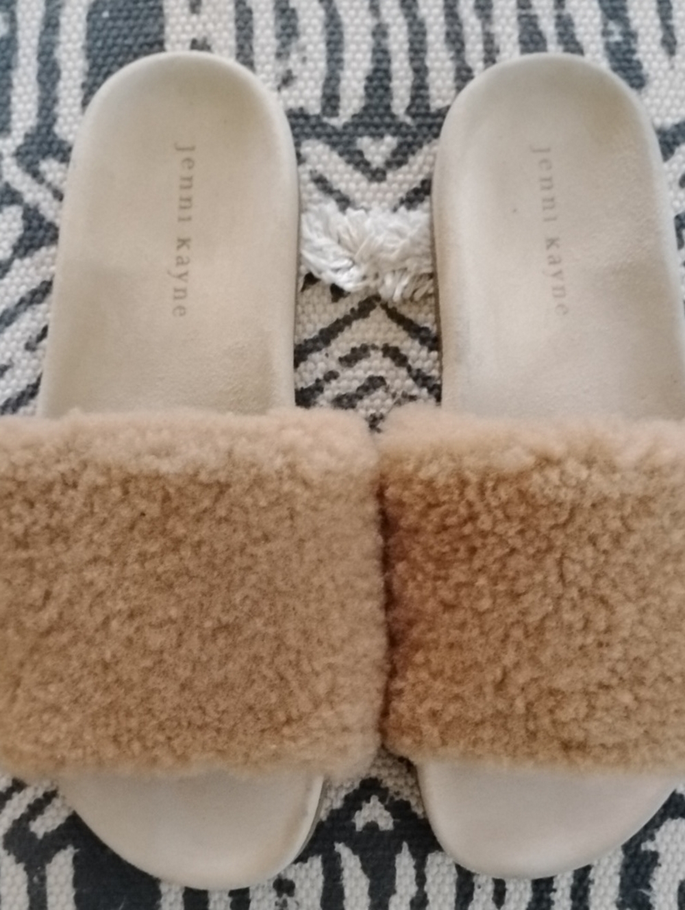 Jenni Kayne Camel Shearling Slide Slippers Sz 39 9 New